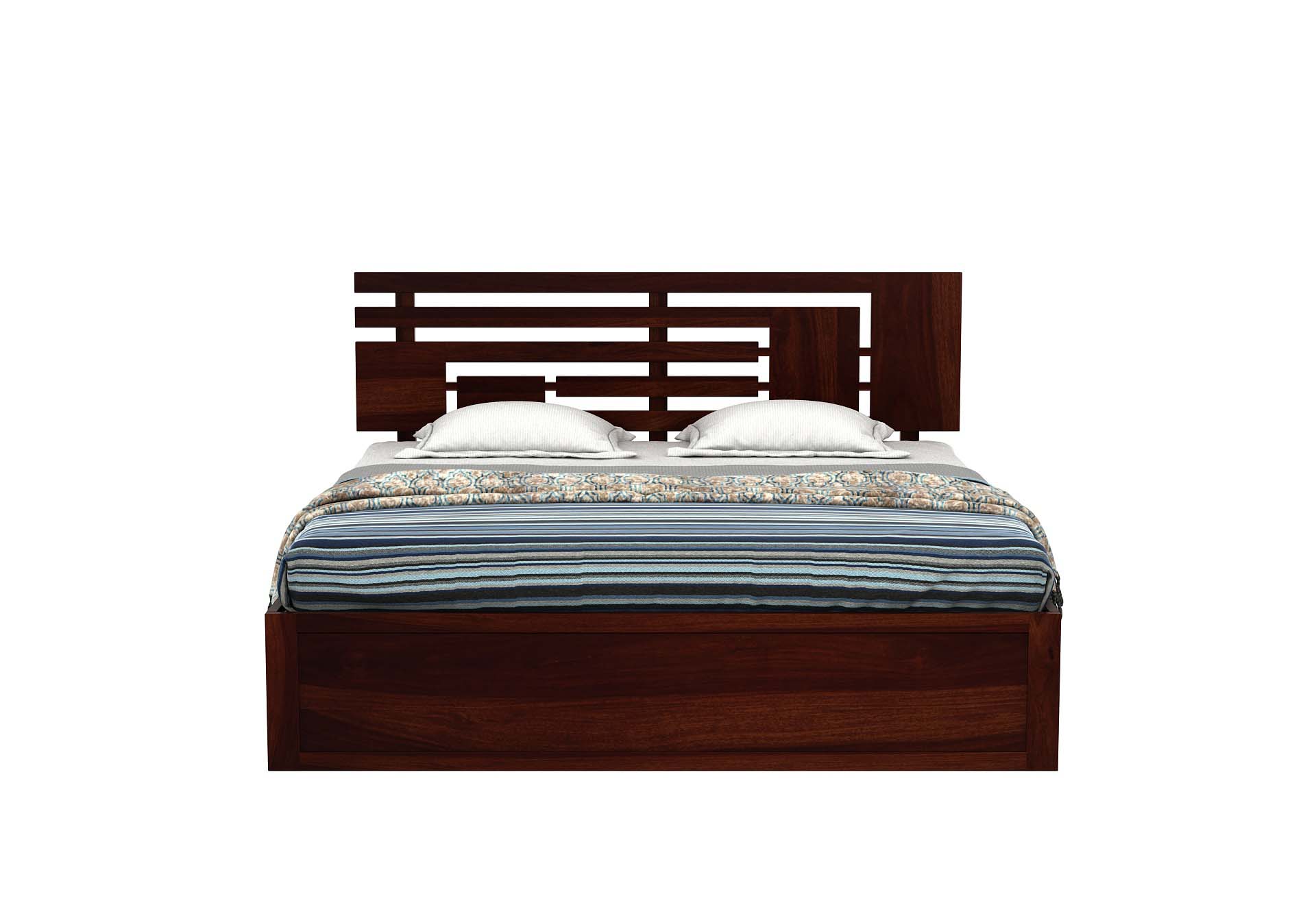 King Size Bed With Storage Walnut Finish - Image 6