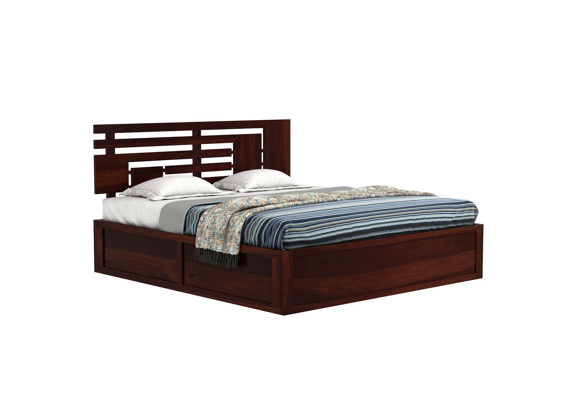 King Size Bed With Storage Walnut Finish - Image 5
