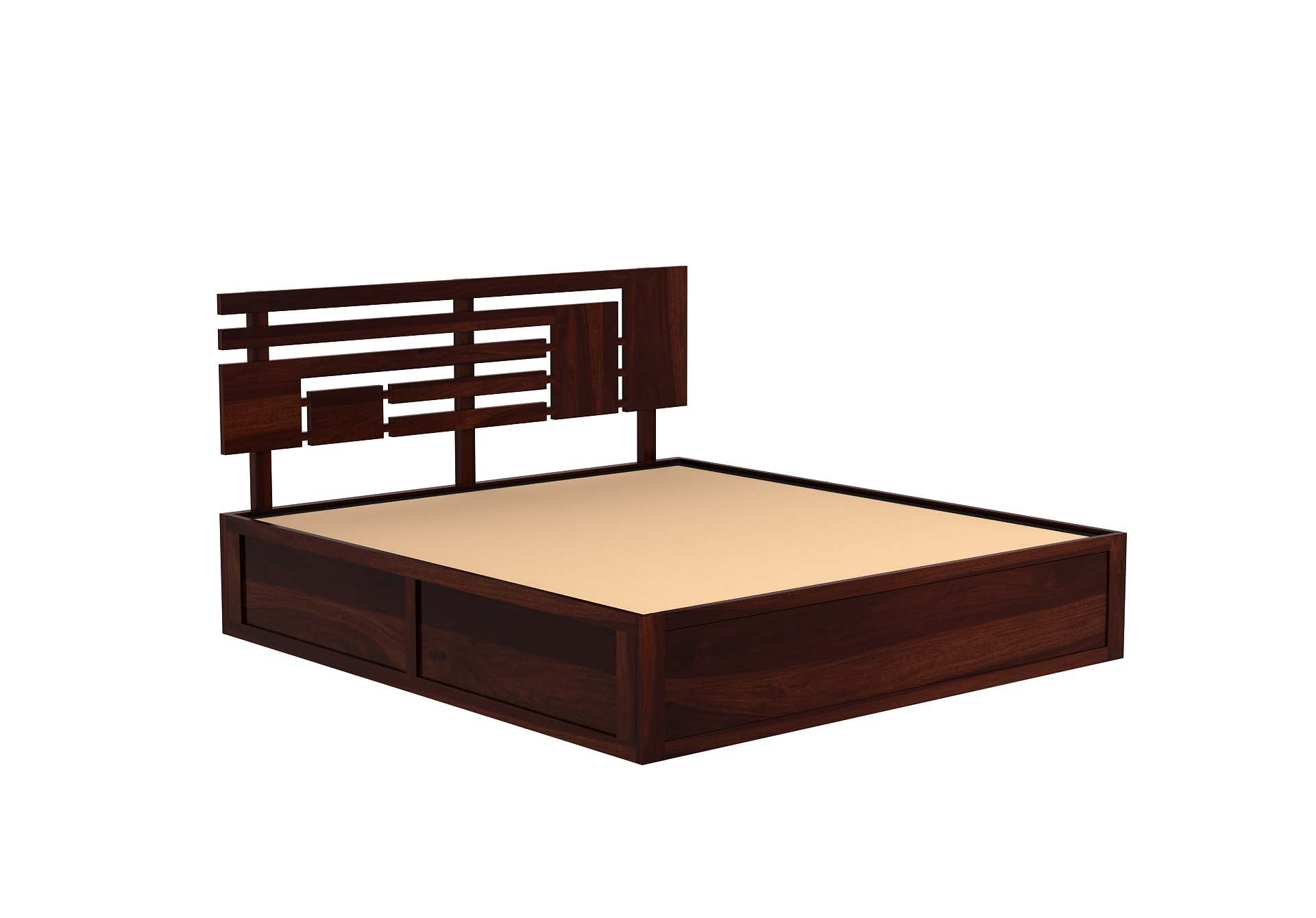 King Size Bed With Storage Walnut Finish - Image 4