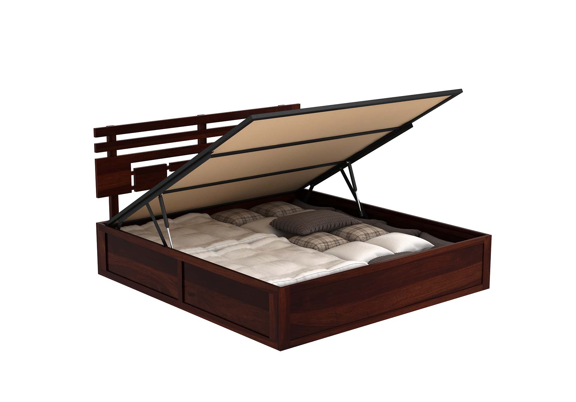 King Size Bed With Storage Walnut Finish - Image 3
