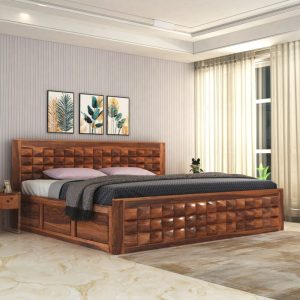 Wood King Size Bed with Storage
