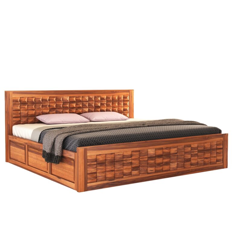 Wood King Size Bed with Storage - Image 2