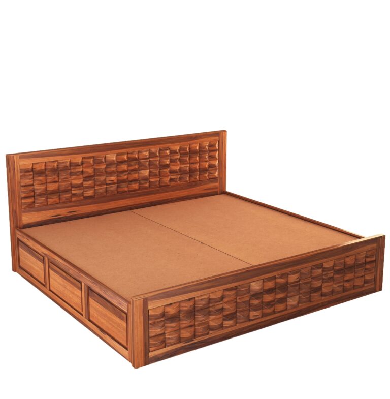 Wood King Size Bed with Storage - Image 3