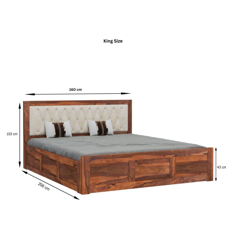 Wood King Size Bed with Storage - Image 5