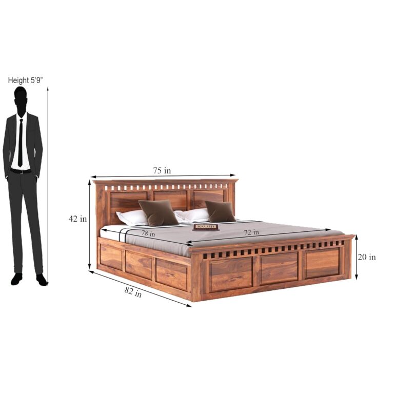Wood King Size Bed with Storage - Image 4